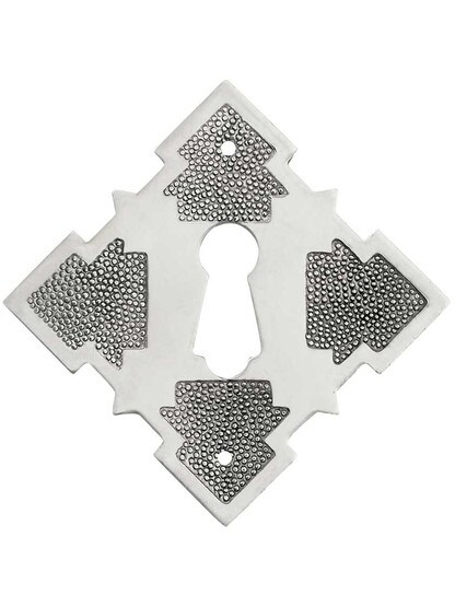 Solid Brass Diamond Keyhole Cover in Polished Nickel.